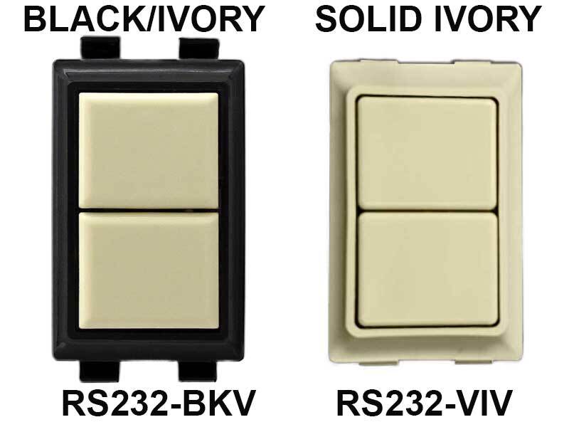 GE low voltage ivory switches old RS232-BKV new RS232-VIV GE low voltage switches RS232 black ivory plus RS232 solid ivory